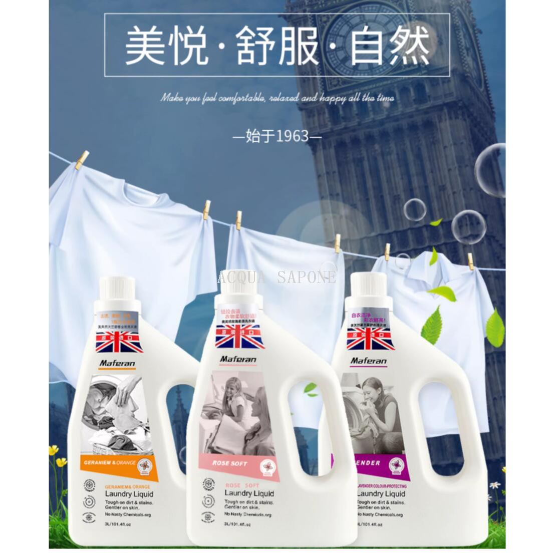 Free shipping! Thai imported Meifuran Rose Softening Laundry Detergent 3L, with a multi-cleansing and gentle formula that won't hurt hands
