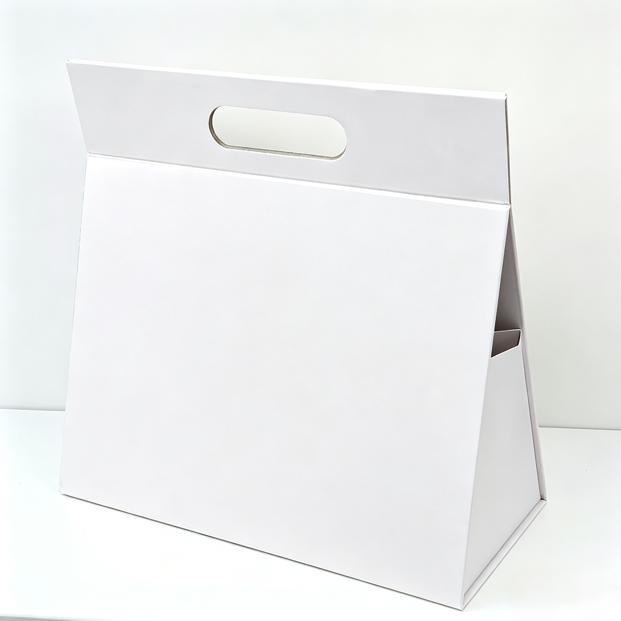 Triangular hand-held folding gift box, customizable logo, high-end gift packaging box, souvenir packaging, gift box, paper box, gift box pic 3