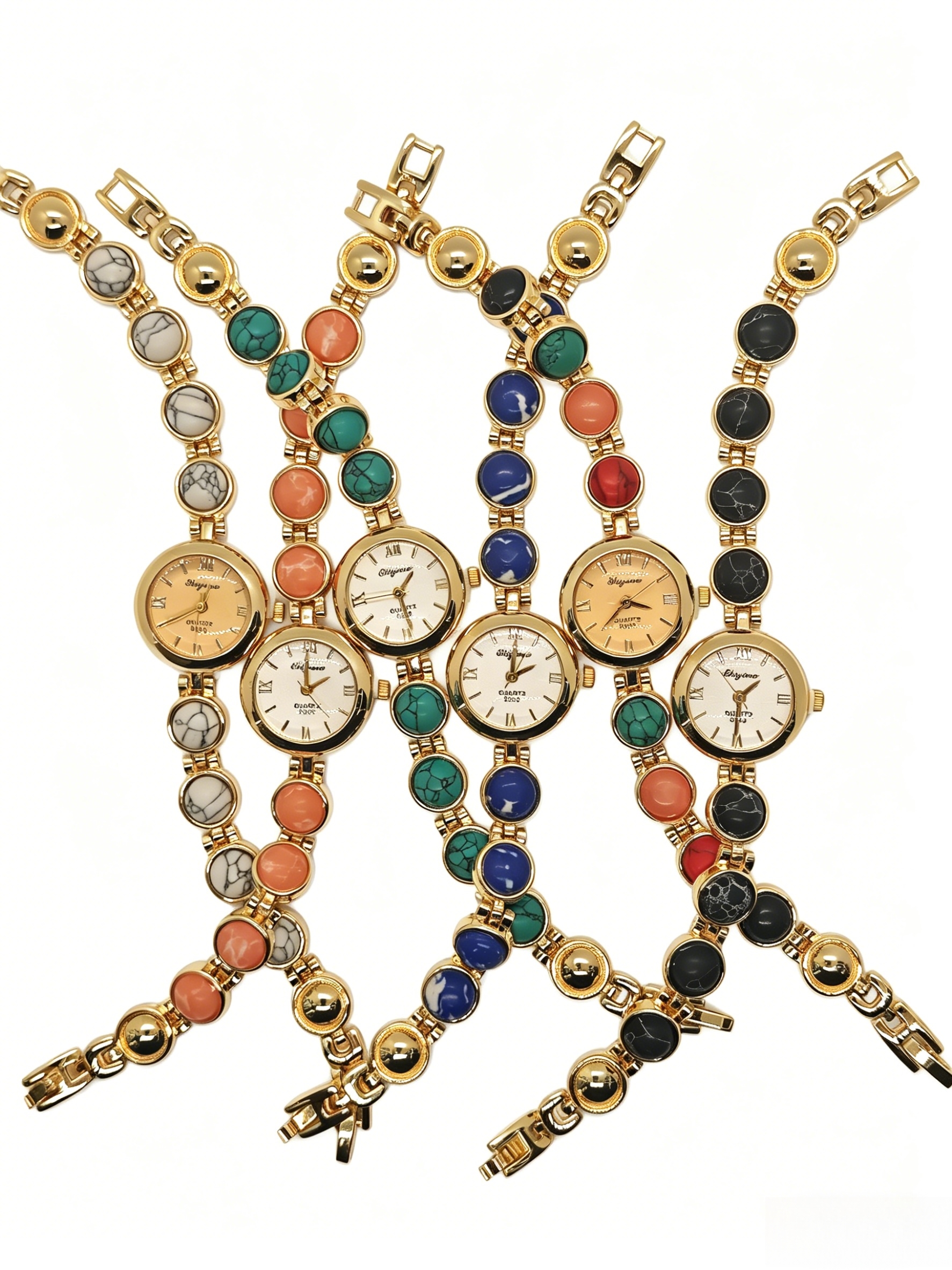 Zinc alloy watches set with gemstones, gold and silver, and quartz from watch manufacturers are fashionable, trendy, and feature classic designs. They are suitable for couples' clothing and accessories full figure