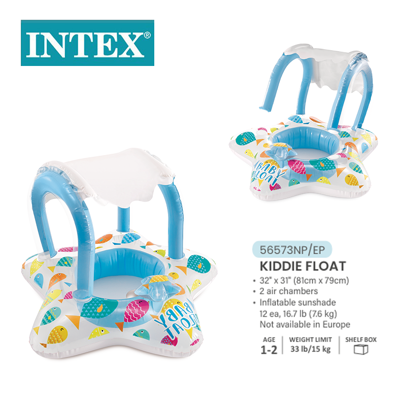 INTEX56573 Seven-color fish-shaped covered baby seat sun protection ring, baby water play inflatable swimming ring wholesale Application Scenario