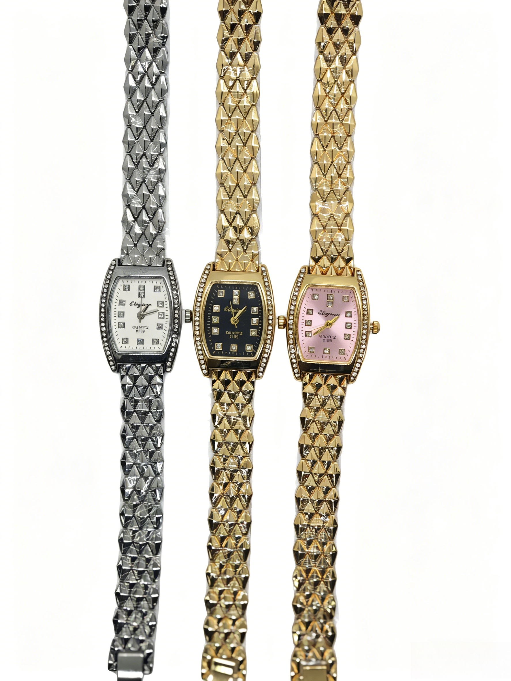 Zinc alloy diamond-encrusted gold and silver quartz watches from watch manufacturers are fashionable, trendy, classic designs, and are suitable for couple clothing accessories thumbnail
