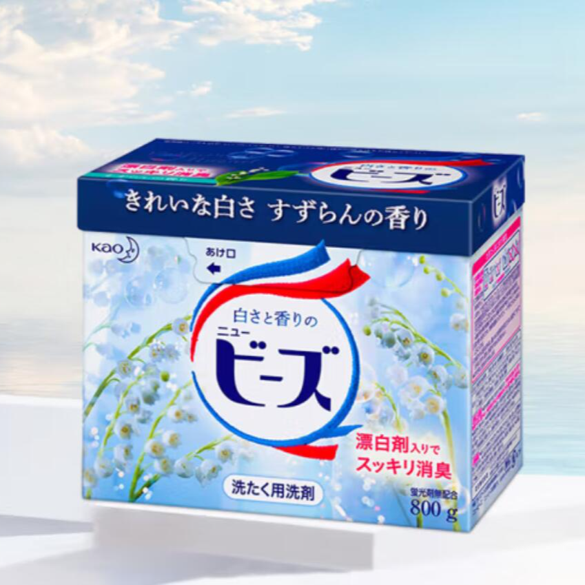包邮！日本进口花王酵素铃兰香护色洗衣粉800g 高效洁净酵素柔顺