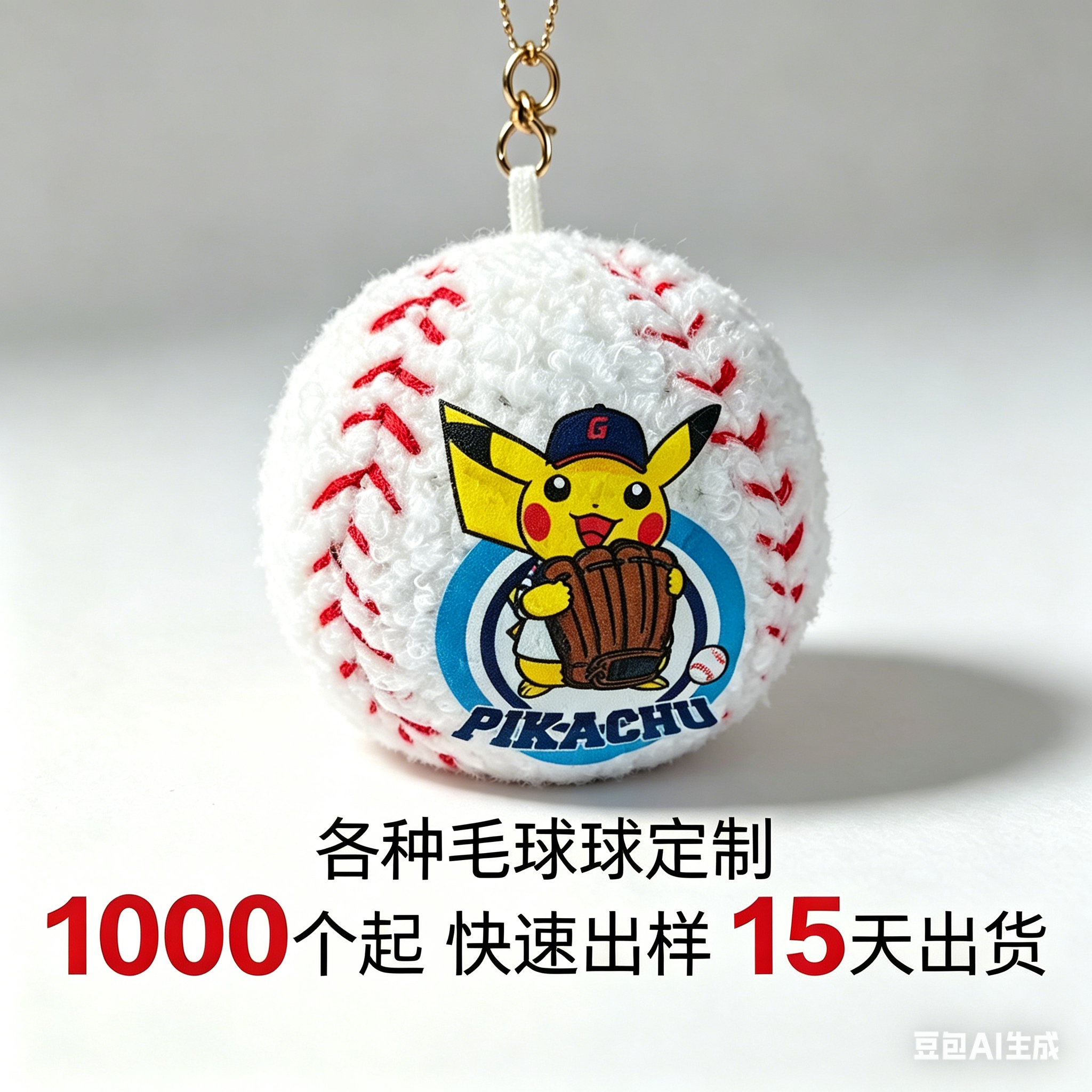 Plush Pikachu baseball keychain pendant, plush ball customization, football, volleyball customization pic 2