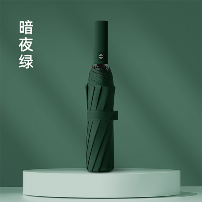 Hengdun's 12-bone fully automatic umbrella in stock, one-click opening and closing black rubber sun protection umbrella, windproof reinforcement, all-weather umbrella available in multiple colors, business gift umbrella available for wholesale and customization, logo advertising umbrella Specification image