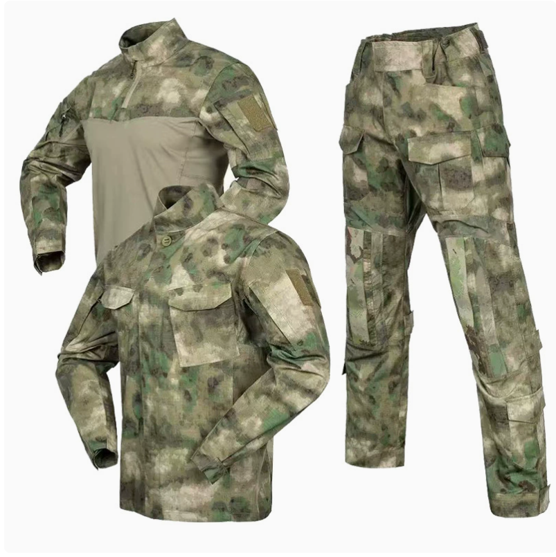 New assault camouflage uniform set, men's frog suit tactical clothing AK three-piece set, outdoor tactical camouflage durable training and battle suit