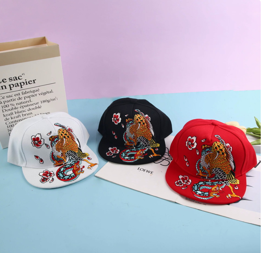 Trendy American flag embroidered hats for foreign trade, sun protection and shade, eagle patchwork hats, hip-hop men's and women's street dance skateboarding flat-brimmed hats details Picture