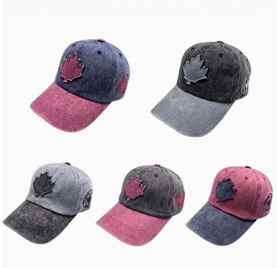 Washable, aged, color-blocking, soft-top baseball caps for men and women, spring, autumn and summer, outdoor casual, patchwork, frilled maple leaf baseball caps Washable, aged, color-blocking, soft-top baseball caps for men and women, spring, autumn and summer, outdoor casual, patchwork, frilled maple leaf baseball caps