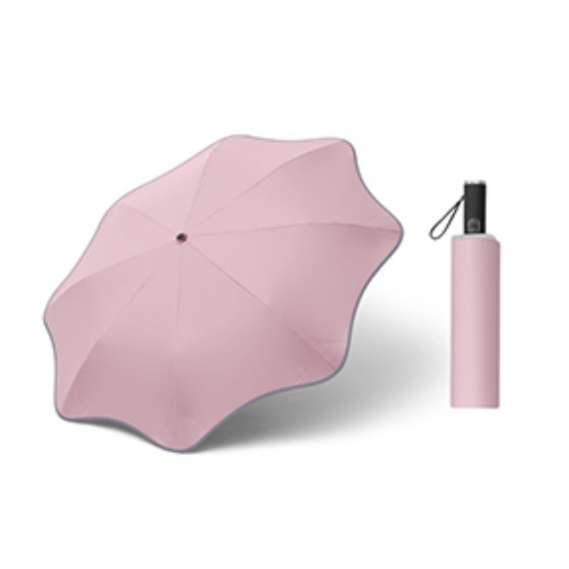 Hengdun Source manufacturer's anti-collision safety three-fold umbrella with rounded corners, no sharp corners design, black rubber UV protection and sun protection umbrella, portable for commuting, all-weather and all-weather, fully automatic umbrella, supports wholesale and custom logo Specification image