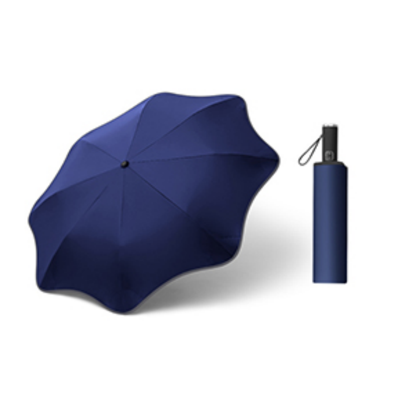 Hengdun Source manufacturer's anti-collision safety three-fold umbrella with rounded corners, no sharp corners design, black rubber UV protection and sun protection umbrella, portable for commuting, all-weather and all-weather, fully automatic umbrella, supports wholesale and custom logo details Picture