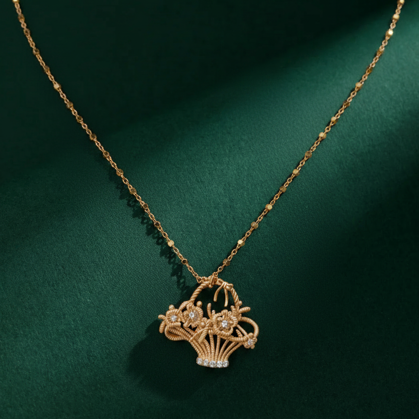 APOTIE's niche original design s925 Silver flower interlaced lace flower basket silver jewelry necklace factory direct sales with gifts (For wholesale, please contact customer service) Specification image