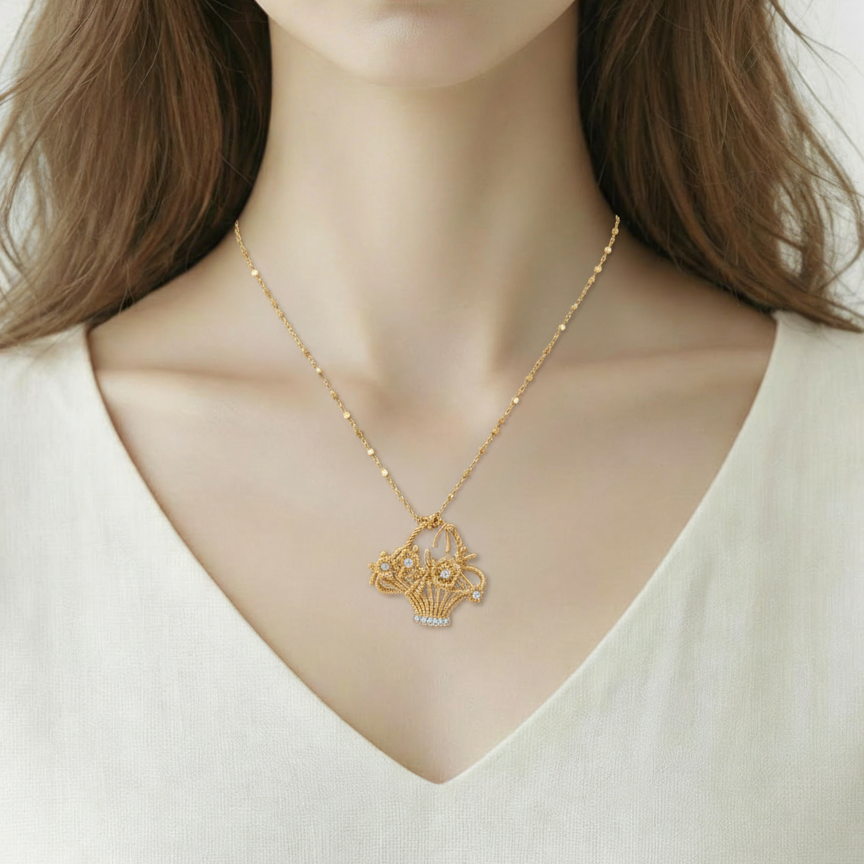 APOTIE's niche original design s925 Silver flower interlaced lace flower basket silver jewelry necklace factory direct sales with gifts (For wholesale, please contact customer service) Application Scenario