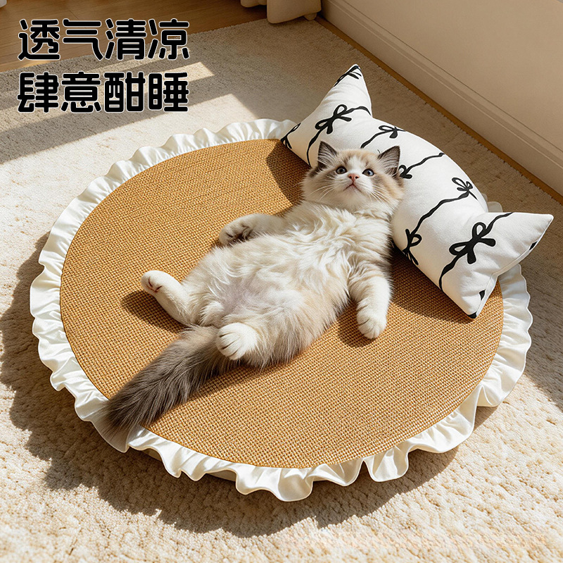 Colchoneta de verano para gatos con almohada pequeño sofá cama para gatos cojín de dormir de enfriamiento red de hielo para perros perrera suministros para mascotas details Picture