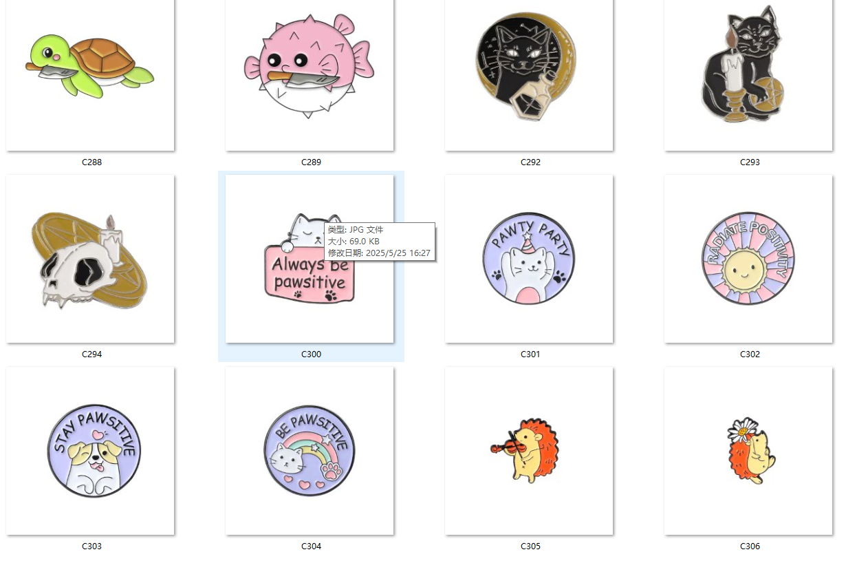 badge: Cartoon Turtle badge, Black cat badge, skull candle badge, Party cat, sun smiling face, dog, hedgehog, violin player, flower, Quan Hongchan, customizable full figure