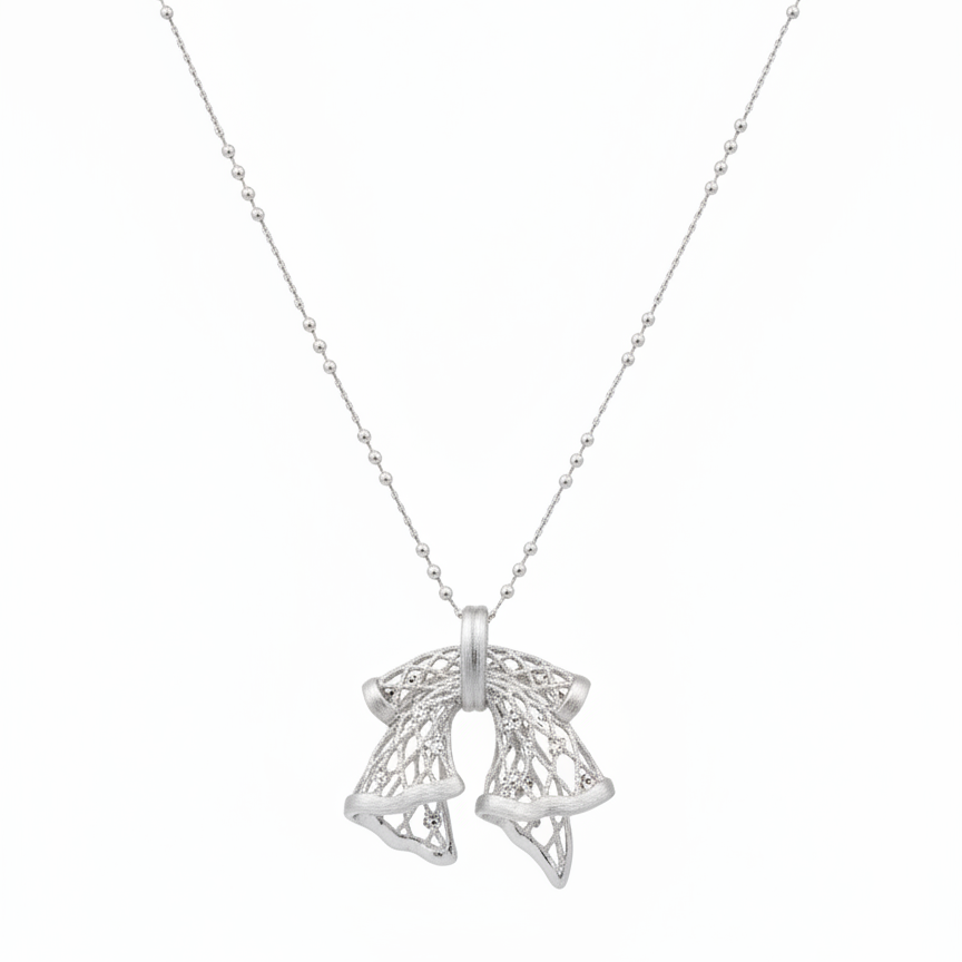 APOTIE's niche original design s925 silver lace hollowed-out bow satin love letter silver jewelry necklace as a gift (for wholesale, please contact customer service) details Picture