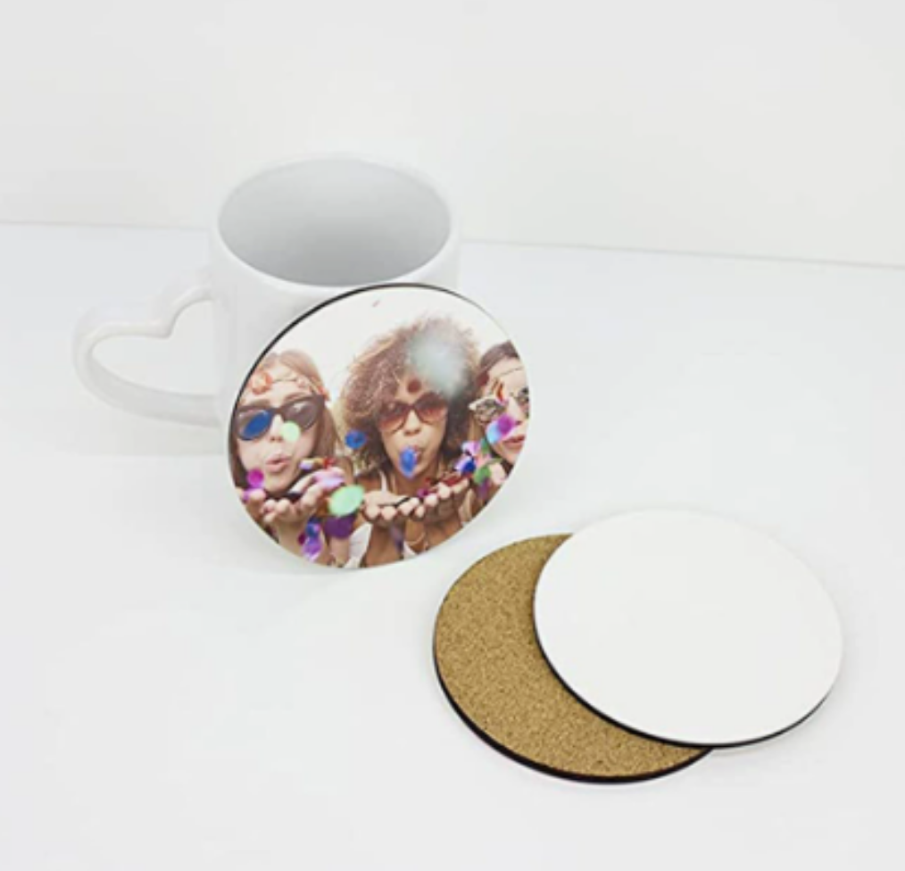 DIY photos of MDF blank wood board heat transfer coasters in circular and square shapes details Picture