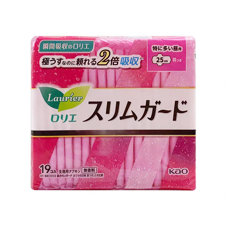 正品原装进口花王卫生巾日本进口花王乐而雅零触感特薄日用卫生巾25cm19片姨妈巾
