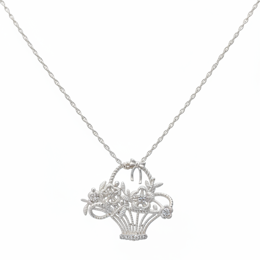 APOTIE's niche original design s925 Silver flower interlaced lace flower basket silver jewelry necklace factory direct sales with gifts (For wholesale, please contact customer service) Item Picture