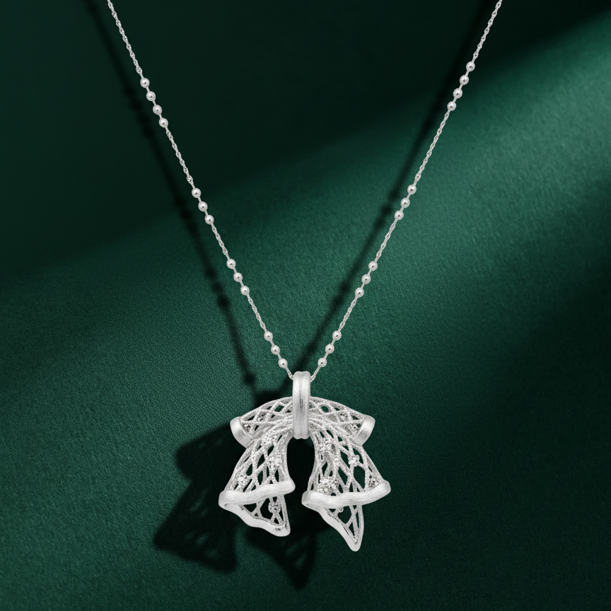 APOTIE's niche original design s925 silver lace hollowed-out bow satin love letter silver jewelry necklace as a gift (for wholesale, please contact customer service)