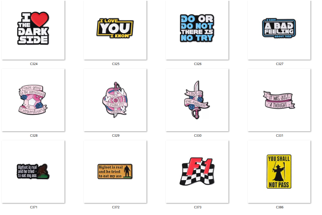 badge English cartoon, funny and cute, with multiple styles of best-selling brooches available for customization Specification drawing