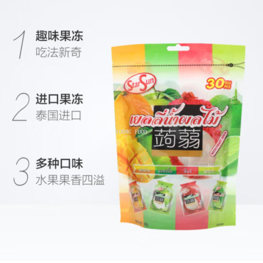 Free shipping! Thai imported snack StarSun strawberry + Pineapple + grape + sweet orange absorbable jelly 390g Specification image