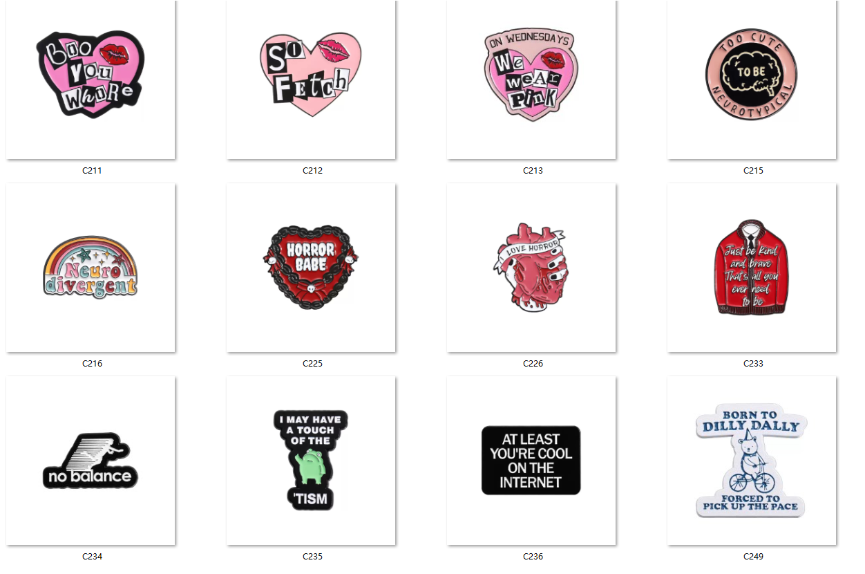 badge English cartoon, funny and cute, with multiple styles of best-selling brooches available for customization full figure