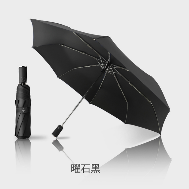 Hengdun simple solid color fully automatic three-fold umbrella black rubber coating sun protection and UV protection sunshade umbrella, reinforced umbrella frame, wind-resistant, weather-resistant, water-repellent umbrella suitable for both men and women, supports wholesale and custom logo pic 7