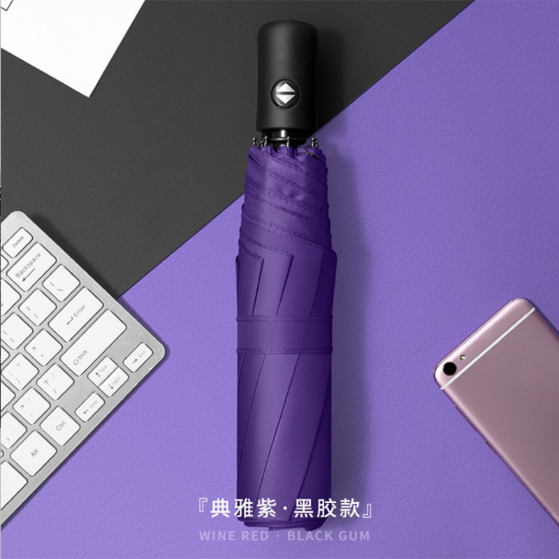 Hengdun Minimalist style fully automatic folding umbrella, reinforced wind-resistant umbrella, one-click opening and closing fully automatic umbrella, black rubber sun protection and UV-blocking sunshade umbrella, multiple colors available, portable umbrella, supports wholesale and custom logo pic 3