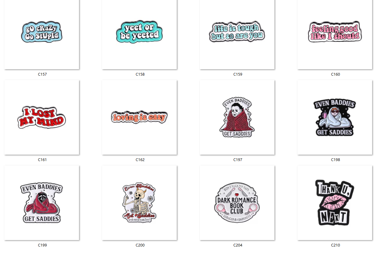 badge English cartoon and funny multi-style best-selling brooches with multiple customizable options Specification drawing