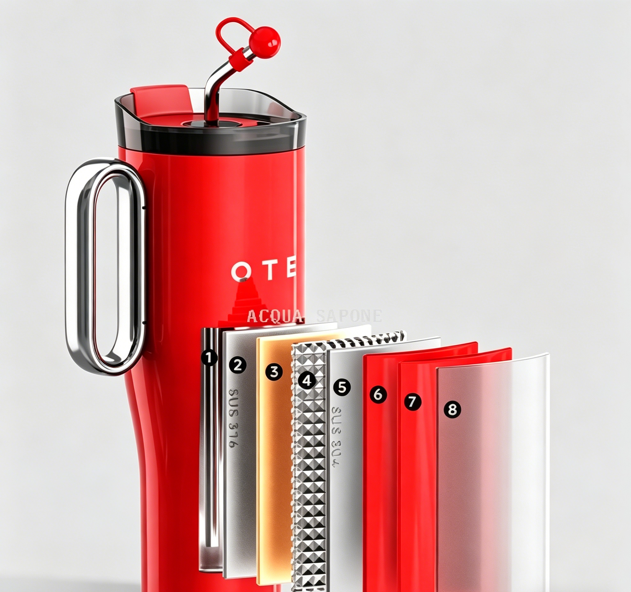 Free shipping! OTE Straw Insulated Cup 1200ml Giant large-capacity 316 stainless steel cold preservation cup Item Picture