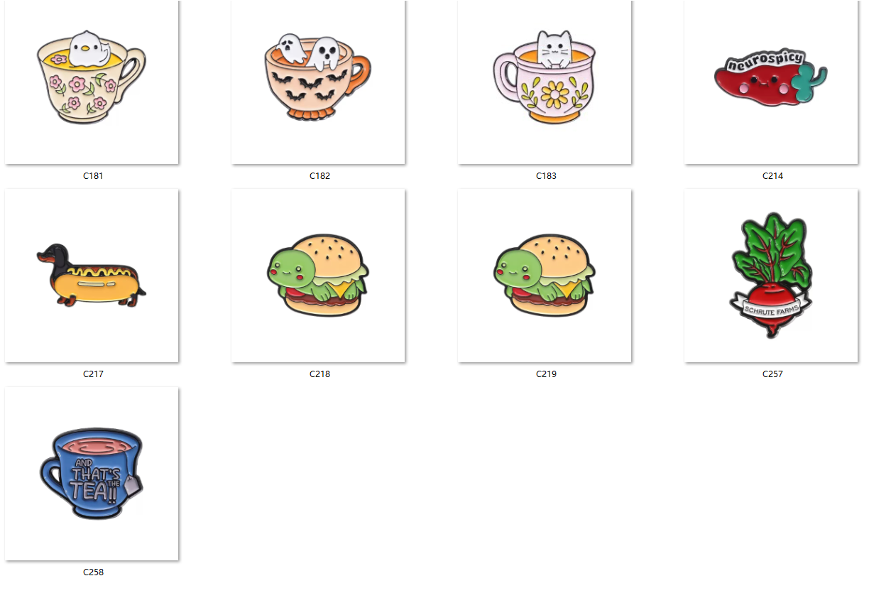 badge Cute and funny cartoon hamburger milk tea, multiple styles of best-selling items, multiple customizable brooches Specification drawing
