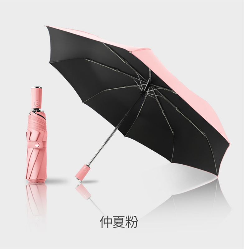 Hengdun simple solid color fully automatic three-fold umbrella black rubber coating sun protection and UV protection sunshade umbrella, reinforced umbrella frame, wind-resistant, weather-resistant, water-repellent umbrella suitable for both men and women, supports wholesale and custom logo pic 8