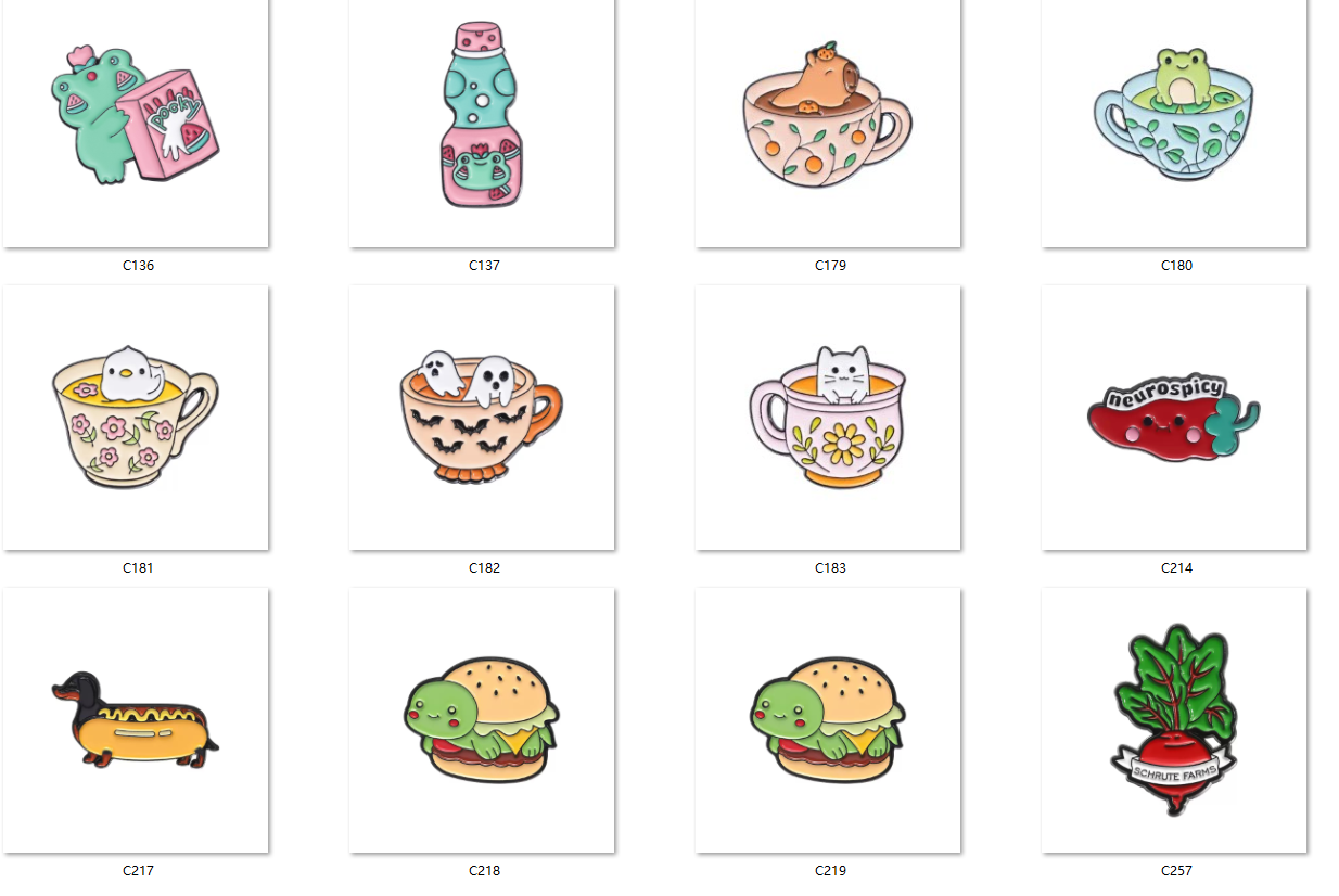 badge Cute and funny cartoon hamburger milk tea, multiple styles of best-selling items, multiple customizable brooches details Picture