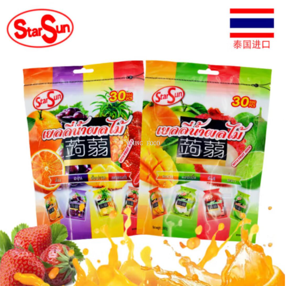 Free shipping! Thai imported snack StarSun strawberry + Pineapple + grape + sweet orange absorbable jelly 390g