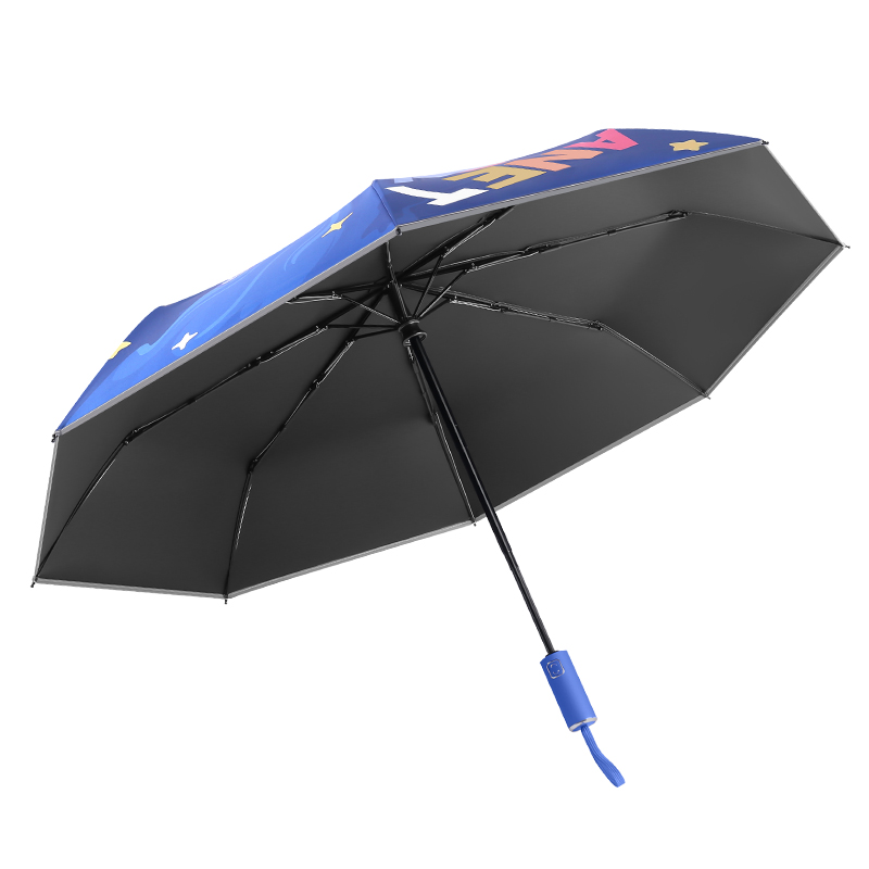 Source factory cartoon animal print cute children's folding umbrella, anti-rebound safety design black rubber sun protection, all-weather and all-weather student umbrella, night reflective strip folding umbrella, wholesale and custom logo supported Item Picture