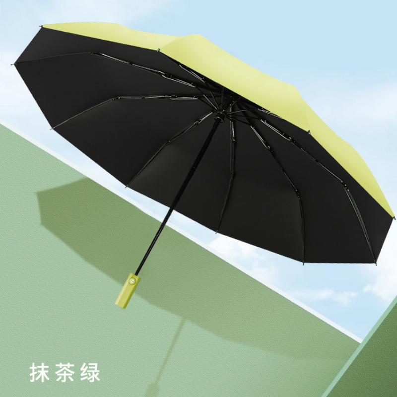 恒盾 简约全自动折叠黑胶防晒伞 防紫外线晴雨两用伞 十骨加固抗风暴雨伞 多色可选便携遮阳伞男女通用 支持批发定制logo