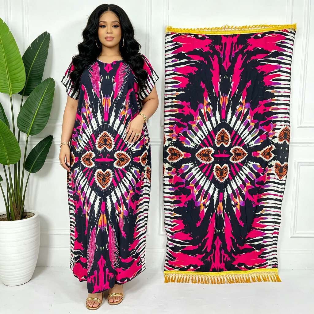 Diamond-encrusted African robe, Muslim women's clothing, Middle Eastern robe, women's hooded pilgrimage scarf, women's ethnic clothing