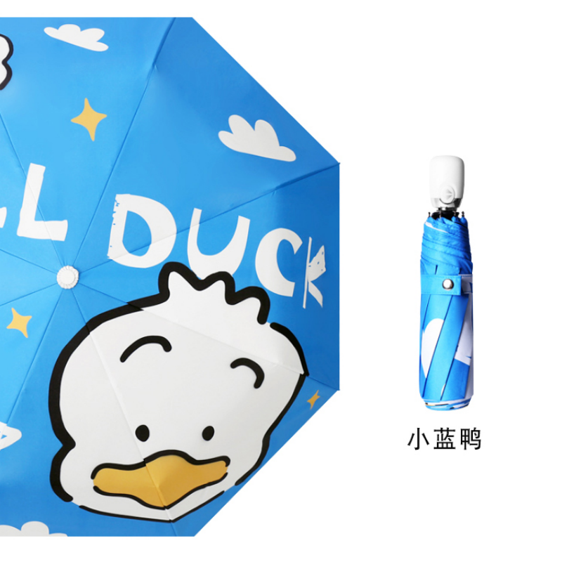 Hengdun fully automatic cartoon folding umbrella, one-click self-opening and closing, black rubber sun protection and UV protection, cute graffiti for students, portable commuting umbrella, weather-resistant umbrella, supports wholesale and custom logo Specification image
