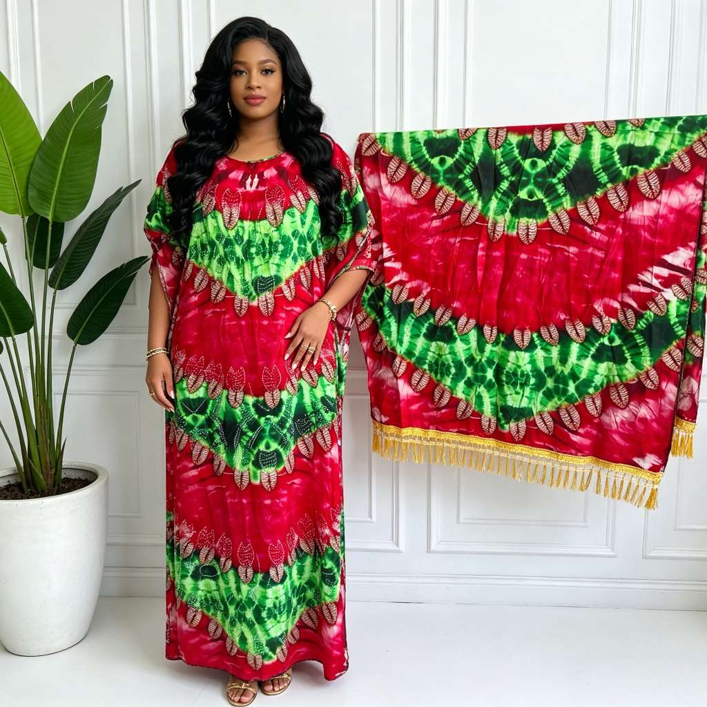 Diamond-encrusted African robe Muslim women's clothing, diamond-encrusted Middle Eastern robe Women's hooded pilgrimage scarf Women's ethnic clothing
