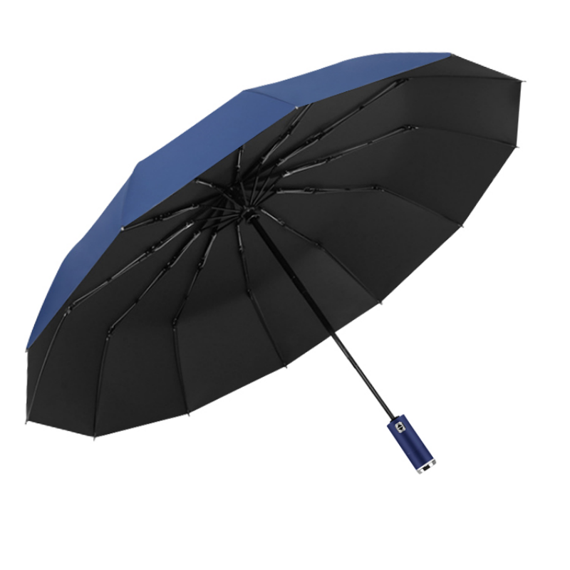 Hengdun one-click opening and closing fully automatic umbrella with light, night lighting LED flashlight umbrella, black rubber sun protection and UV protection sunshade umbrella, portable folding storm-resistant umbrella available for wholesale and custom logo Item Picture