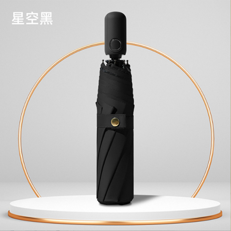 Hengdun fully automatic folding black rubber sun umbrella, UV protection, all-weather, ten-bone reinforced, wind and storm resistant, available in multiple colors, portable sun umbrella, unisex, supports wholesale, custom logo Specification image