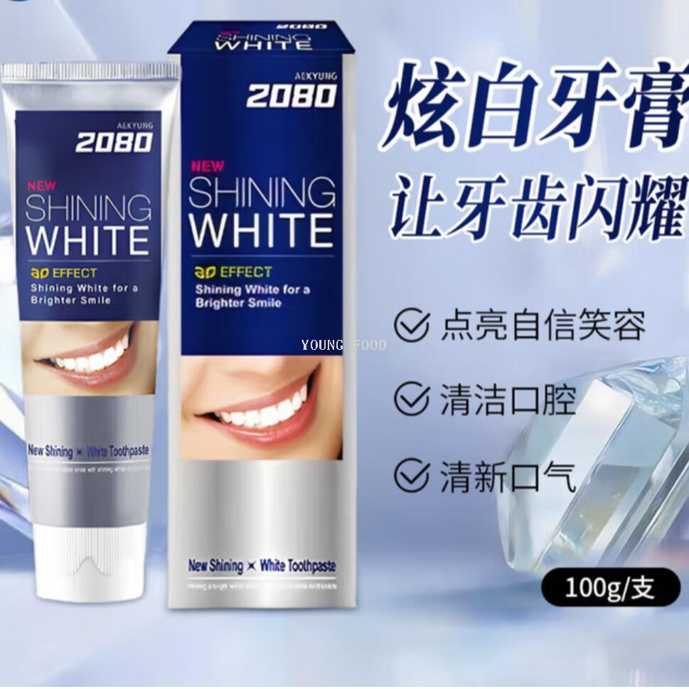 Free shipping! Korean Aikyung 2080 Whitening Toothpaste 100g brightens teeth, freshens breath, gently removes stains and provides care details Picture