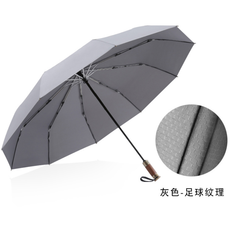 Hengdun 25-inch enlarged business automatic umbrella, solid wood handle, jacquard fabric, all-weather, ten-bone windproof folding umbrella, customizable LOGO business gift umbrella, men's high-end three-fold umbrella Item Picture