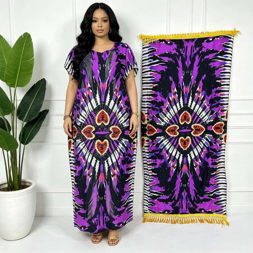 Diamond-encrusted African robe, Muslim women's clothing, Middle Eastern robe, women's hooded pilgrimage scarf, women's ethnic clothing details Picture