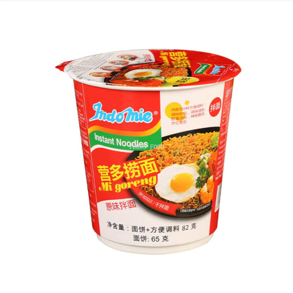 Free shipping! Indonesian original imported Yingduo Lao Mian instant noodles 82g, rich, fresh and fragrant, with a chewy texture, can be mixed at will details Picture