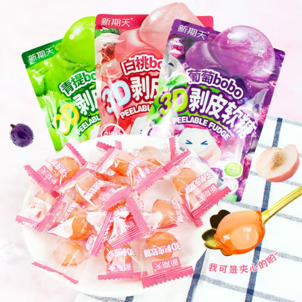 Free shipping! Xinqi Tian 3D Peeled Gummy Candies 75g, fun peeled texture, rich fruit flavor, a satisfying snack