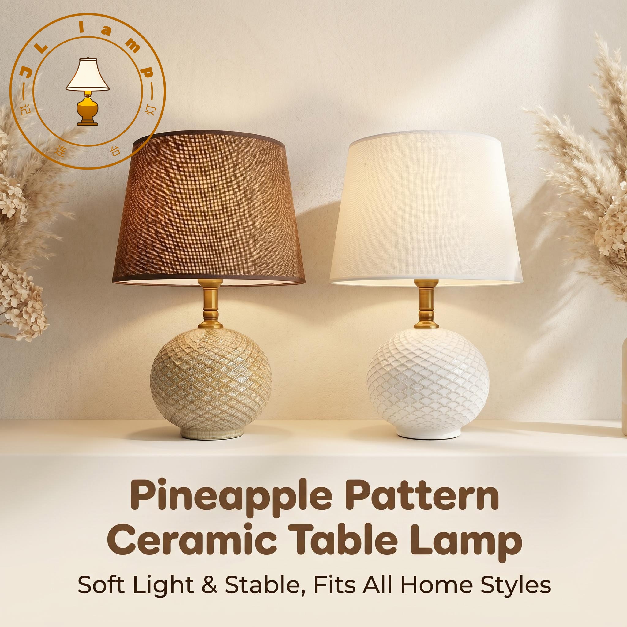 Jilian's new pineapple craft ceramic table lamp, fashionable bedside lamp and home decoration lighting fixture