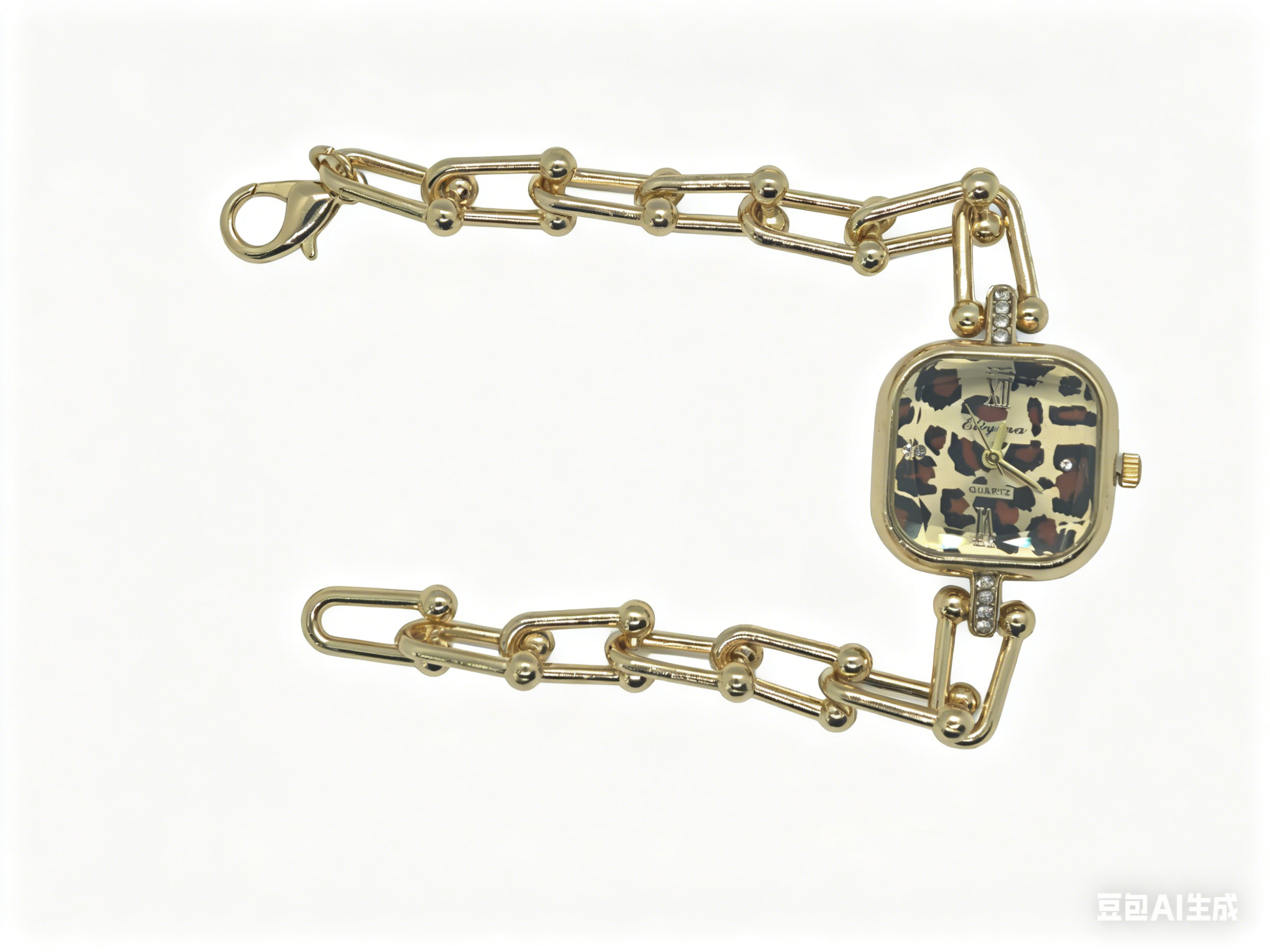 The quartz watch with a five-color square dial set with diamonds, gold and silver from the watch manufacturer features a fashionable and classic design. It is suitable for couple clothing and accessories. 195937056 Specification image