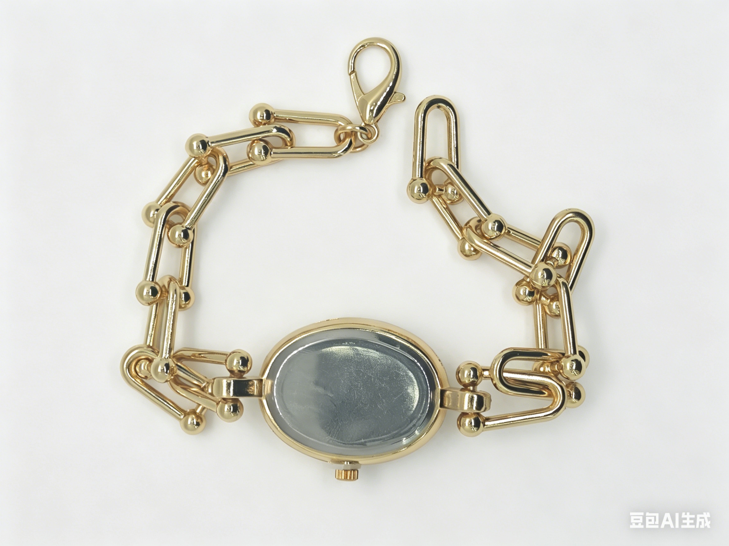 A quartz watch with a four-color oval dial set with diamonds, gold and silver from a watch manufacturer, featuring a fashionable and classic design, is suitable for couple clothing accessories Specification drawing