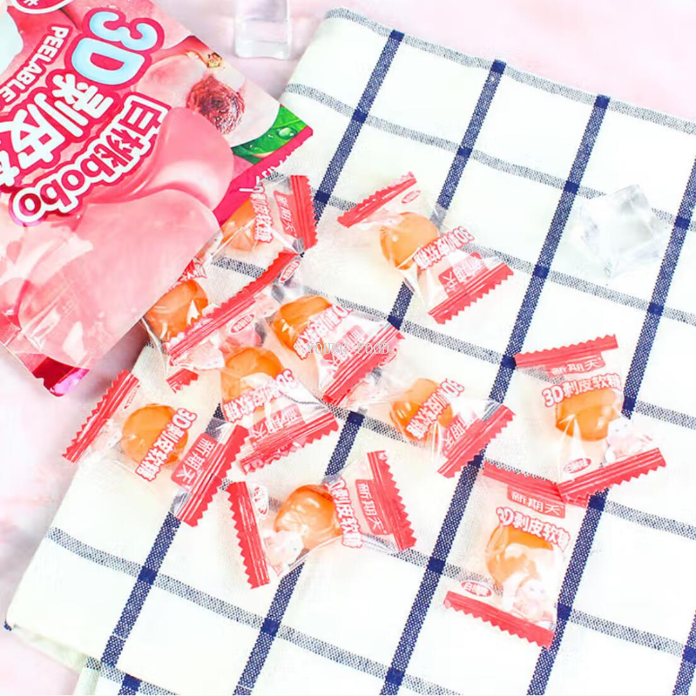 Free shipping! Xinqi Tian 3D Peeled Gummy Candies 75g, fun peeled texture, rich fruit flavor, a satisfying snack Application Scenario