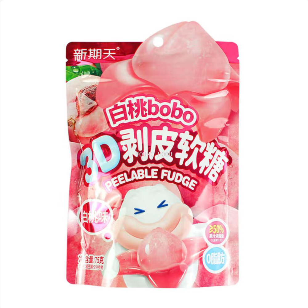 Free shipping! Xinqi Tian 3D Peeled Gummy Candies 75g, fun peeled texture, rich fruit flavor, a satisfying snack details Picture